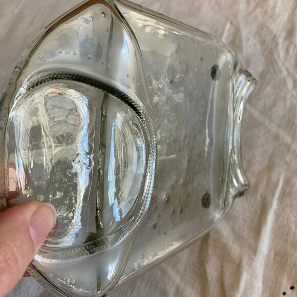 Spoon Utensil Rest Trinket Soap Dish Melted Glass Jar Recycled Art Repurposed - Picture 6 of 8